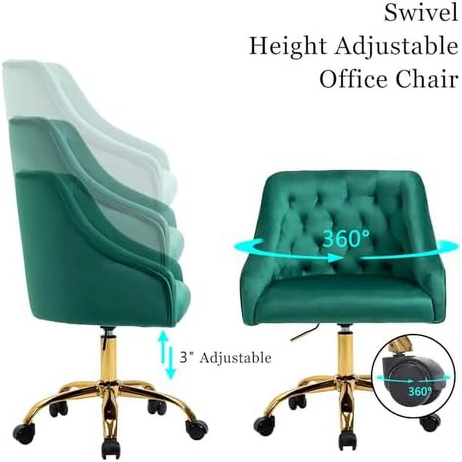 Velvet Office Chairs with Wheels Swivel Adjustable White J644