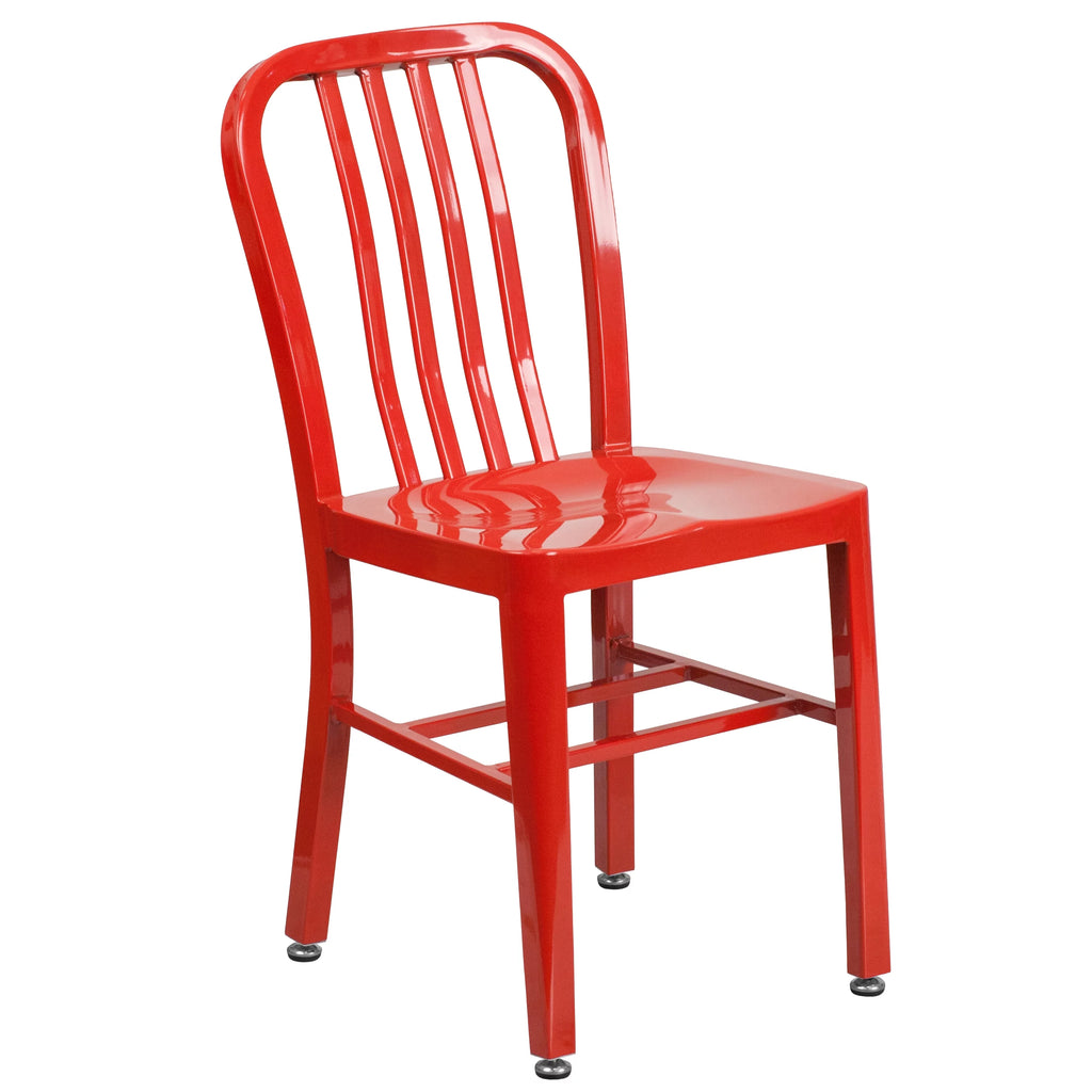 18 Inch Red Galvanized Steel Dining Chair T6382