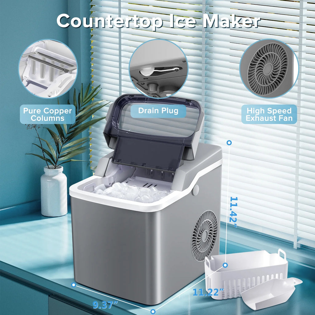 Portable Countertop Ice Maker with Ice Scoop and Basket Z730701