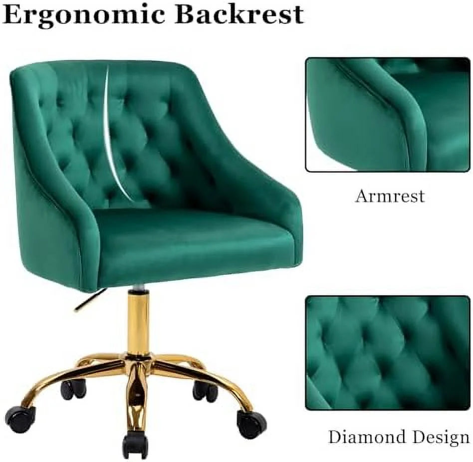 Velvet Office Chairs with Wheels Swivel Adjustable White J644