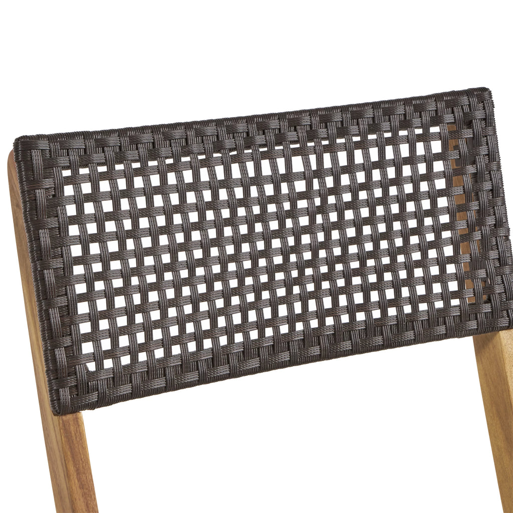 Acacia Wood Foldable Bistro Chairs with Wicker Seating Set of 2 C9923