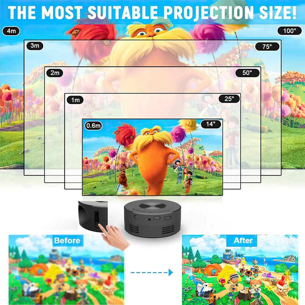 Portable Mini Projector with Remote Control Built-in Speaker I506