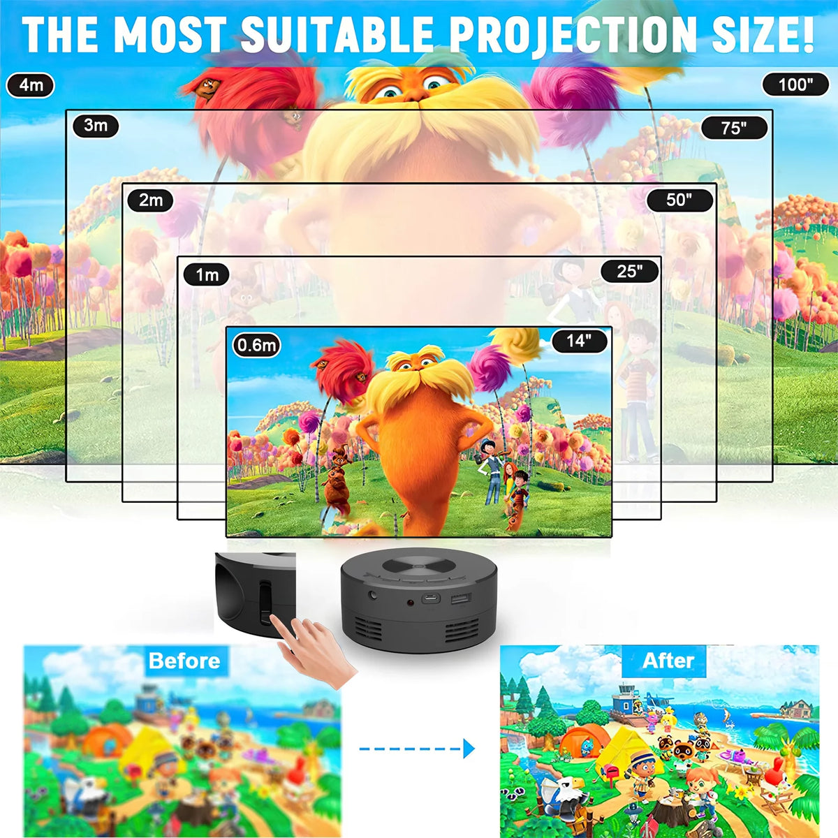 Portable Mini Projector with Remote Control Built-in Speaker I506