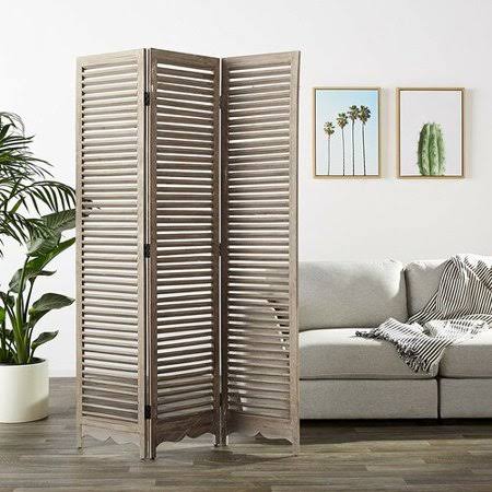 3 Panel Room Divider Washed Brown U72480