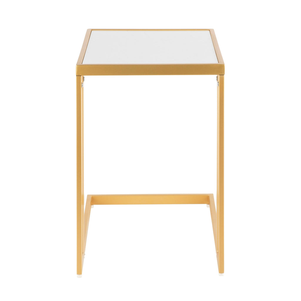 Gold Metal White Marble Side Table U919