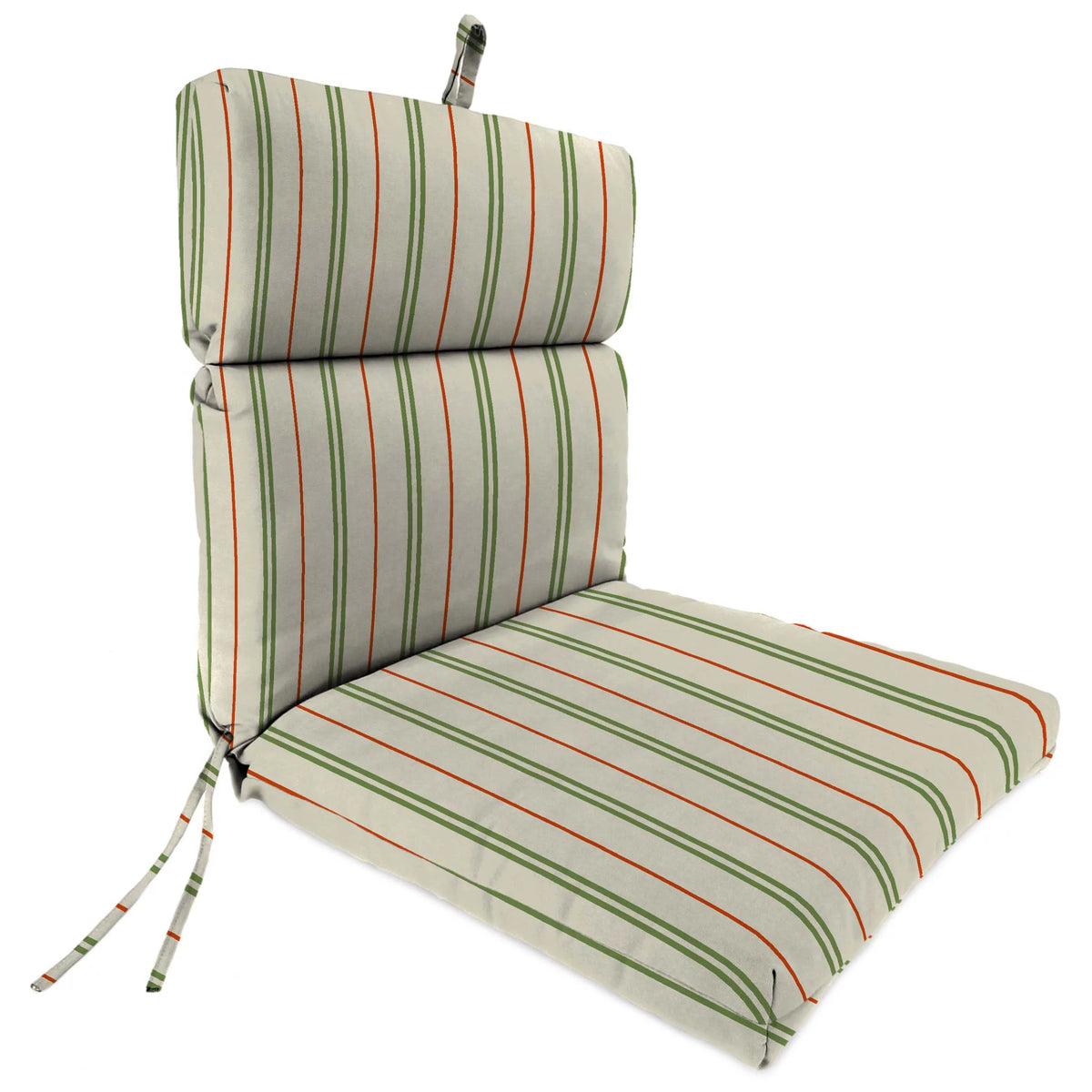 Mulberry Red Stripe Rectangular Outdoor Chair Cushion with Ties V680