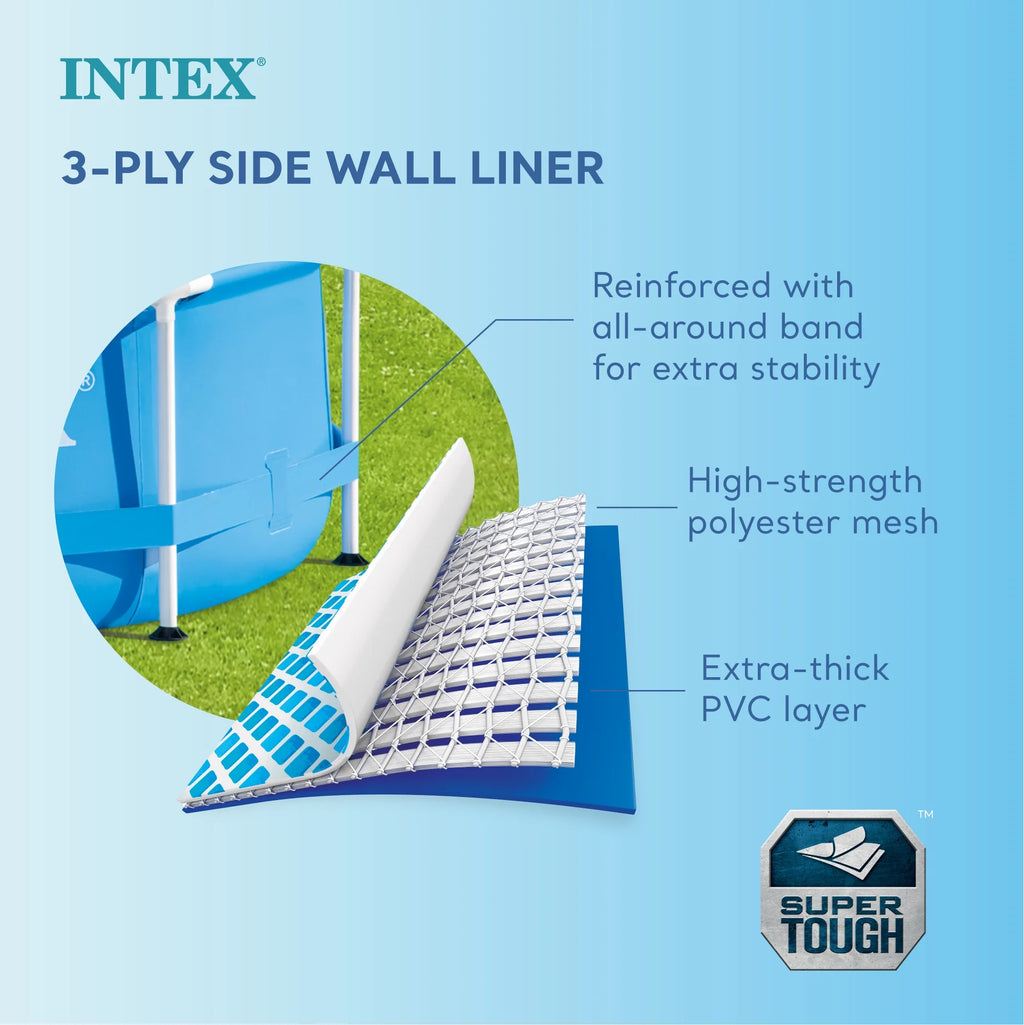 10' x 30 Metal Frame Round Above Ground Swimming Pool with Pump J36804