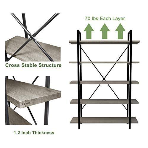 3-Tier Gray Oak Metal and Wood Bookshelf E1446
