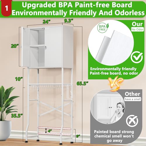 White Over The Toilet Storage Cabinet with 2 Doors C687682