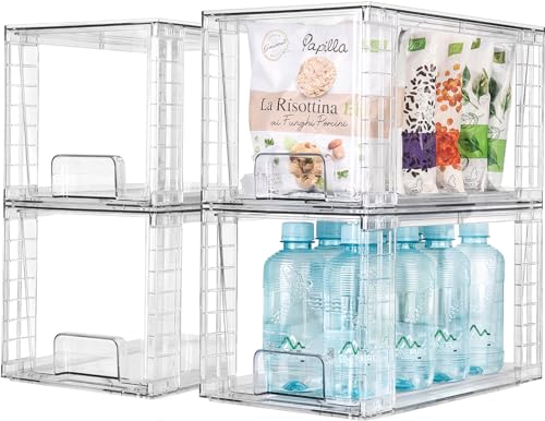 Clear Stackable Kitchen Storage Drawers with Handles D37079