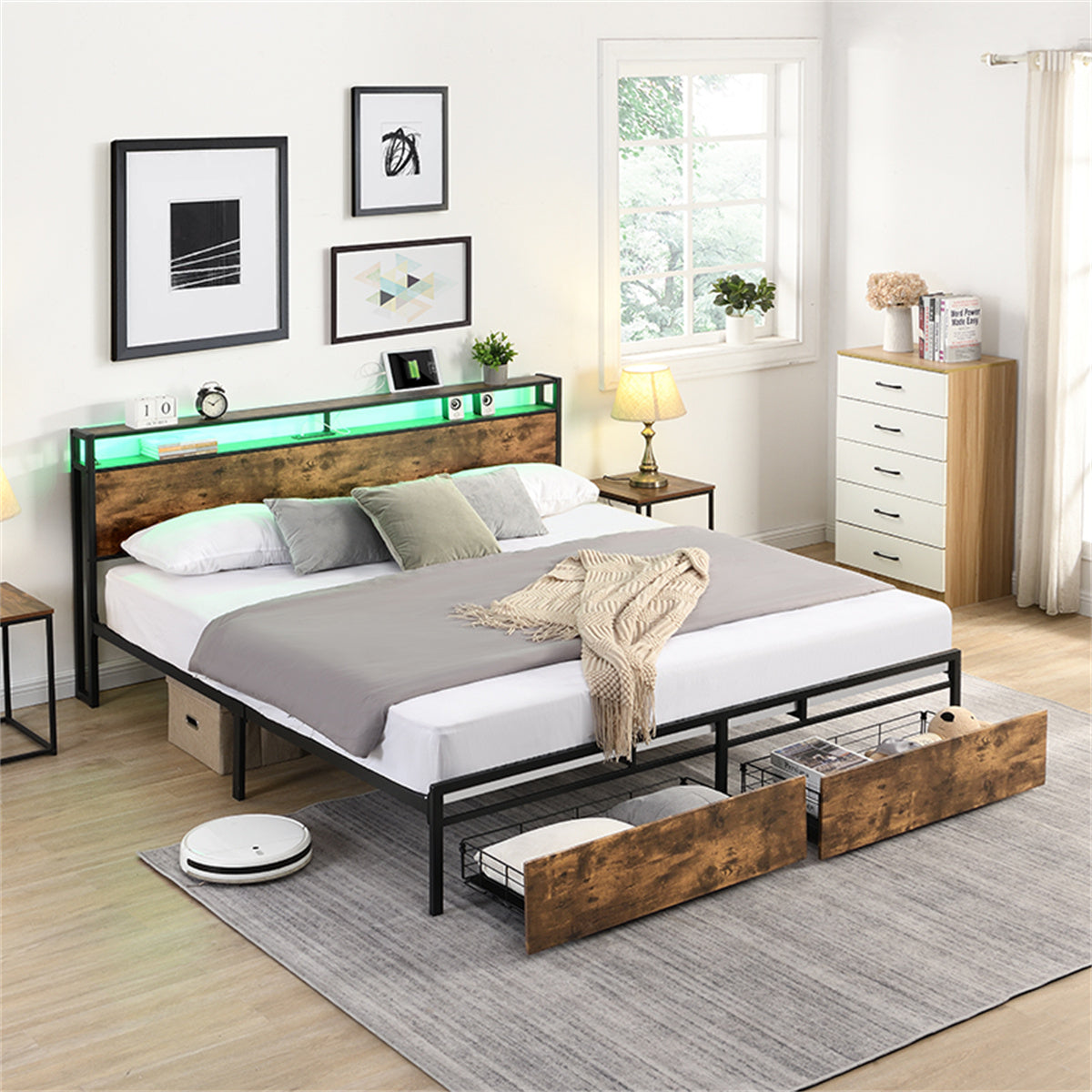 Full Bed Frame with Storage Headboard G57571
