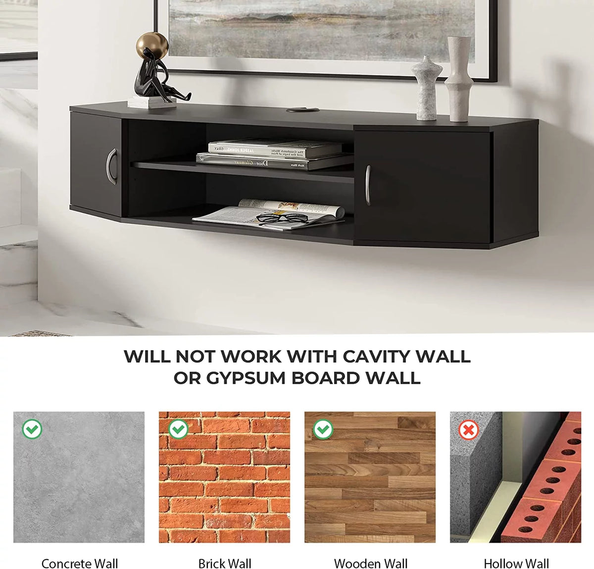 Wall Mounted Floating TV Stand with Storage Cabinets C36459