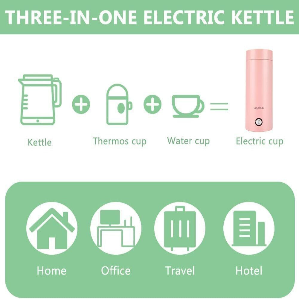 400ML Electric Travel Water Boiler Tea Cup WHITE EU K2692