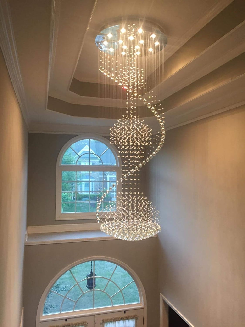 Spiral Crystal Chandelier Flush Mount Ceiling Light D 32 X H 86.6 B115131
