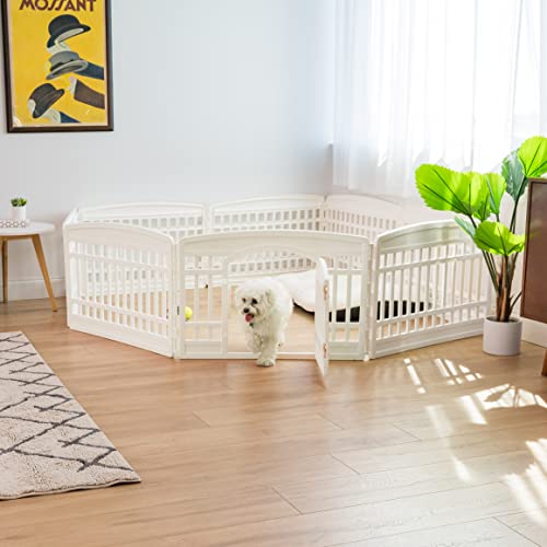 White 8-Panel Dog Playpen Y7200