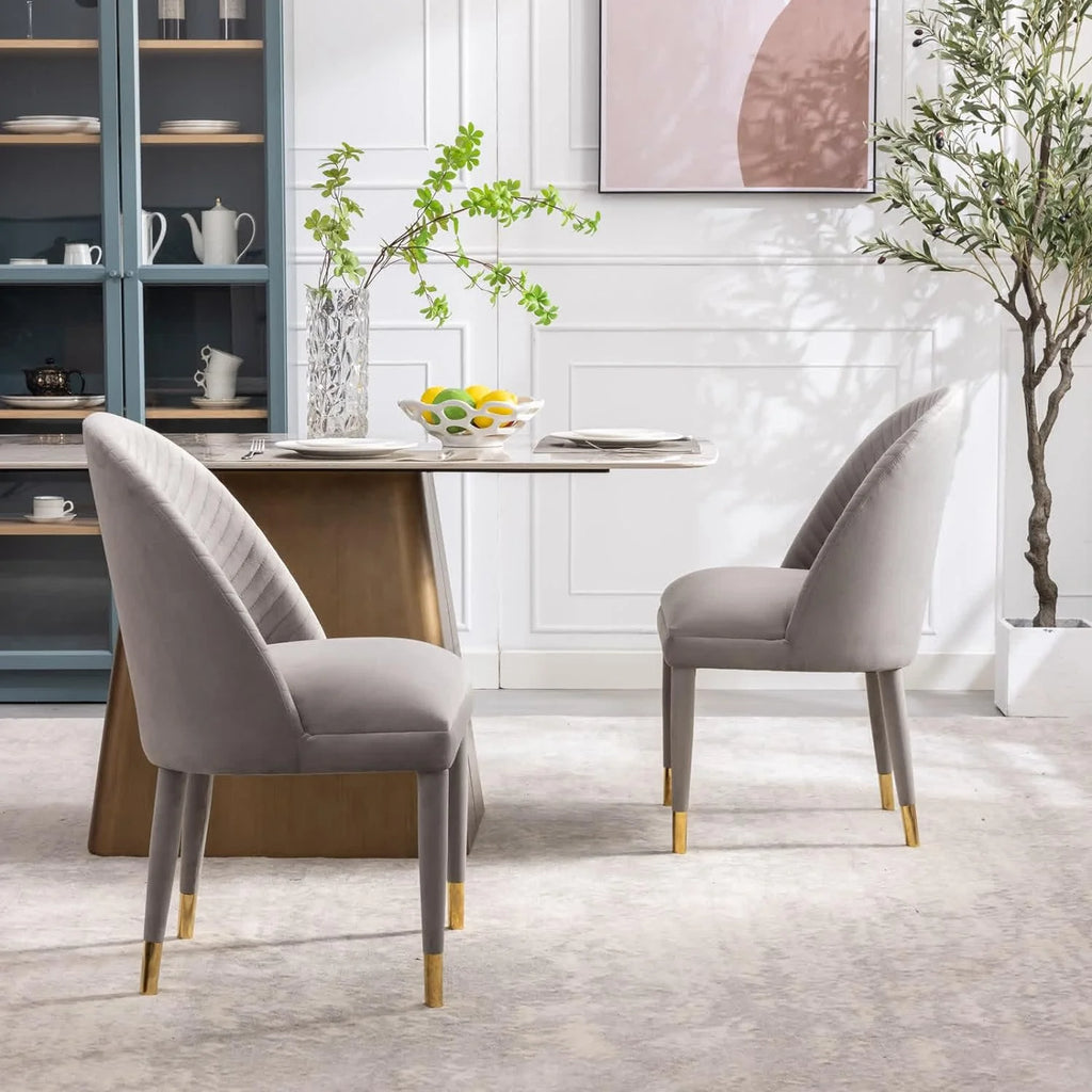 Velvet Upholstered Dining Chairs Set of 2 with Gold Legs N508428