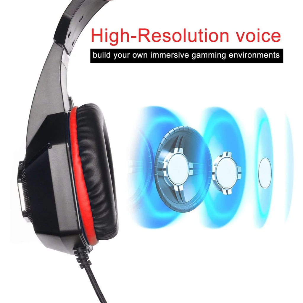 Gaming Headset with Mic, Over Ear 3.5mm Noise Canceling LED K5901
