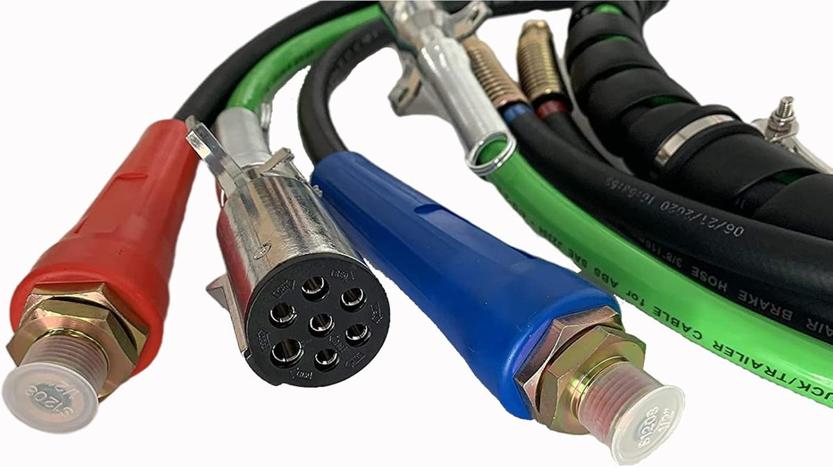 Semi Truck Trailer Tractor 3-in-1 Wrap Set ABS Air Power Line Hose Wrap 7 Way Electrical Rubber Air Hose Electrical Cable Wrap Air Line Hose 15' T118