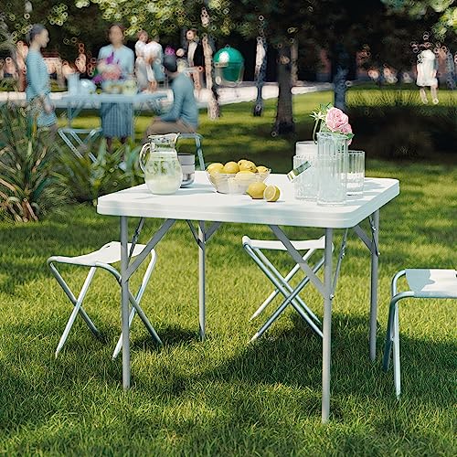 5' White Plastic Folding Training Table F577