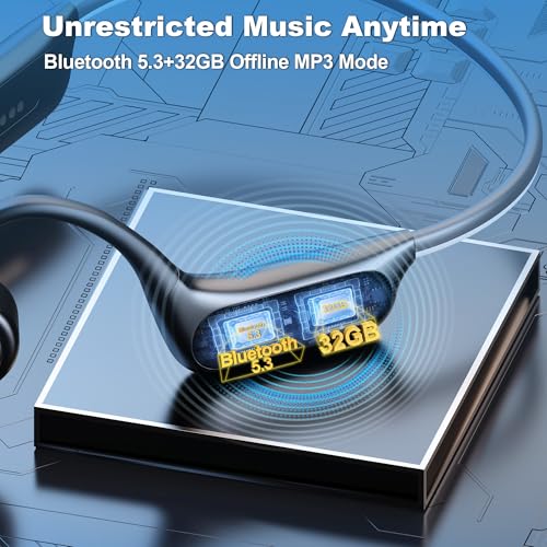 Bone Conduction Open-Ear Bluetooth Headphones with 32GB MP3 IP68 Waterproof U40131