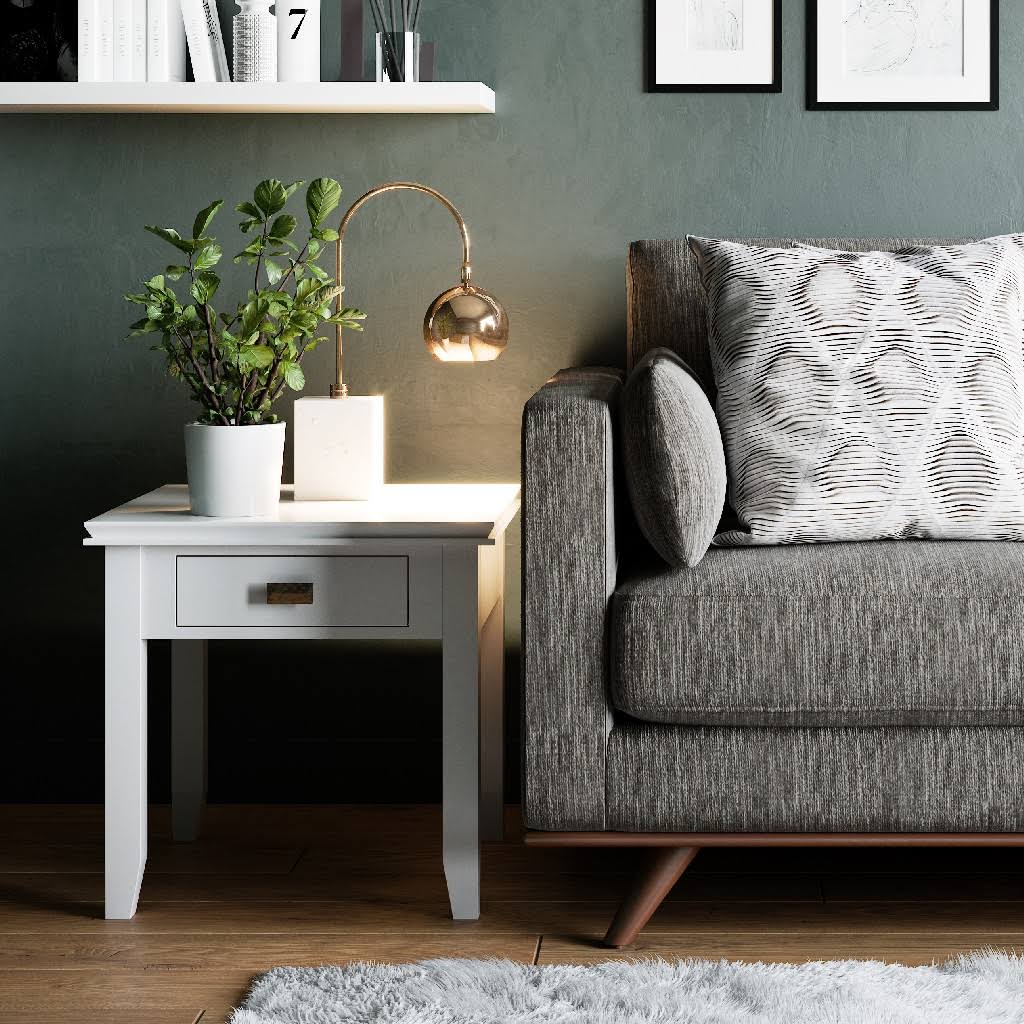 Solid Wood End Table in White S306