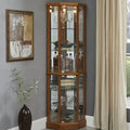 Oak Corner Lighted Curio Cabinet A28607