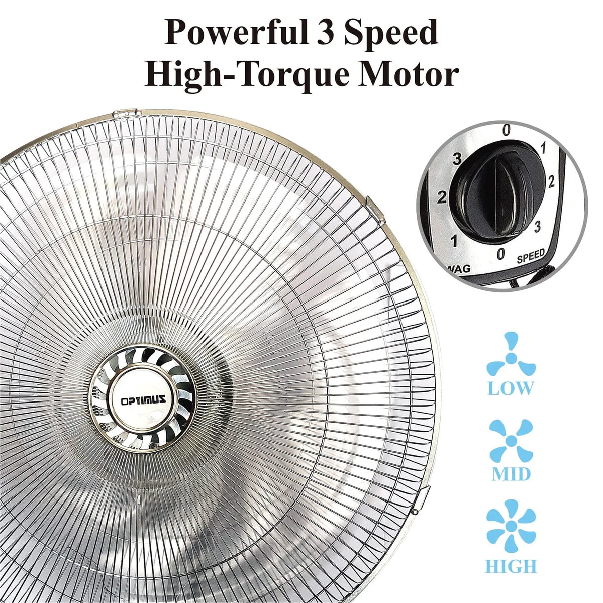 18 Inch 3 Speed Oscillating Wall Mount Fan I10420