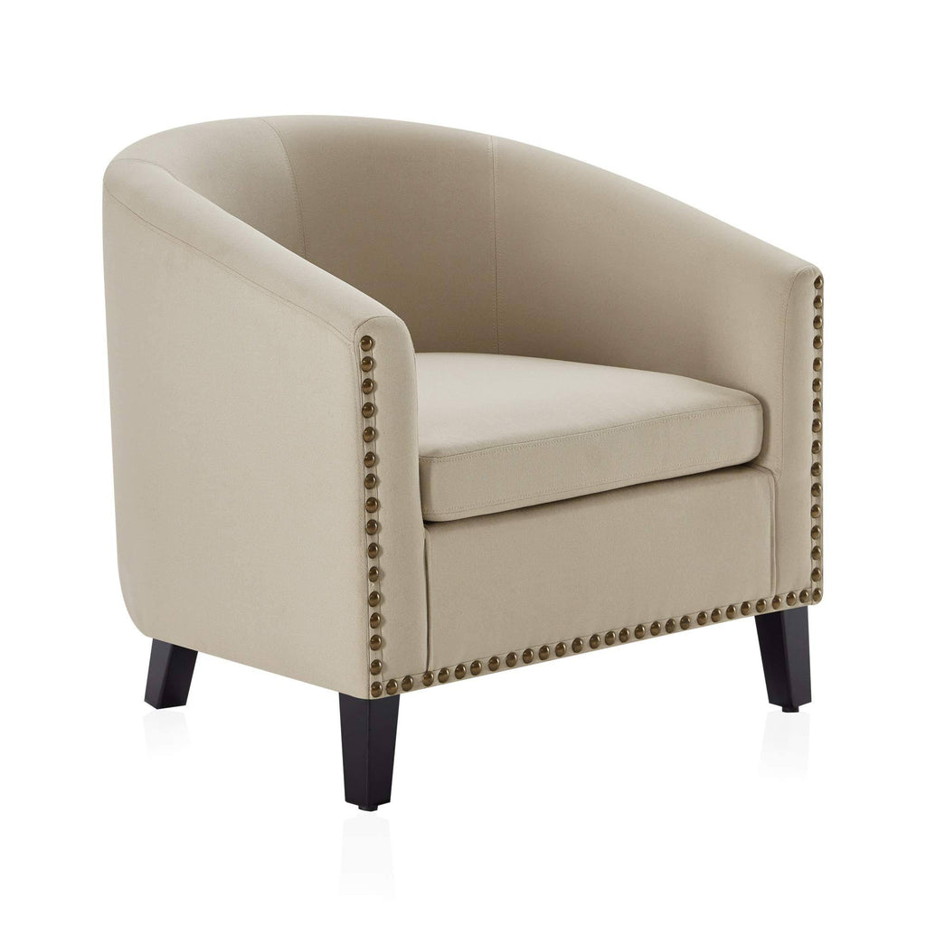 Beige Fabric Barrel Chair Y799