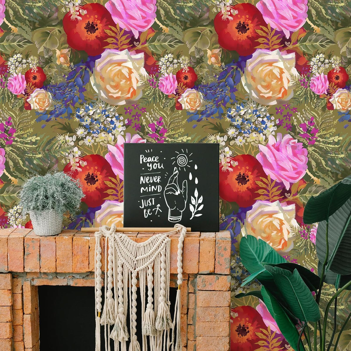 Green Botanical Peel and Stick Wallpaper 17.7''x118'' U651