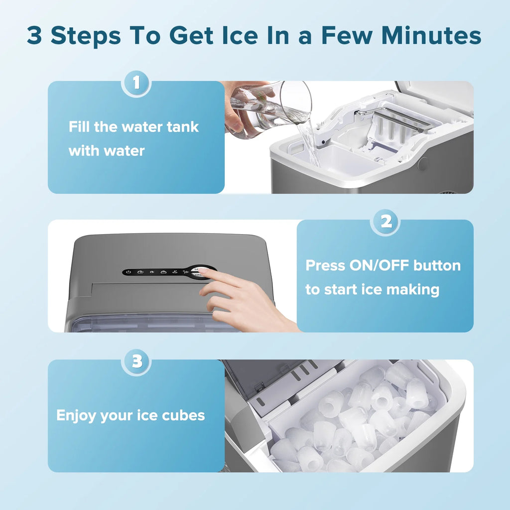 Portable Countertop Ice Maker with Ice Scoop and Basket Z730701