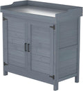 Wooden Outdoor Storage Cabinet with Potting Bench X166465