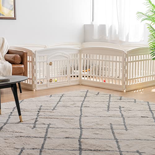 White 8-Panel Dog Playpen Y7200