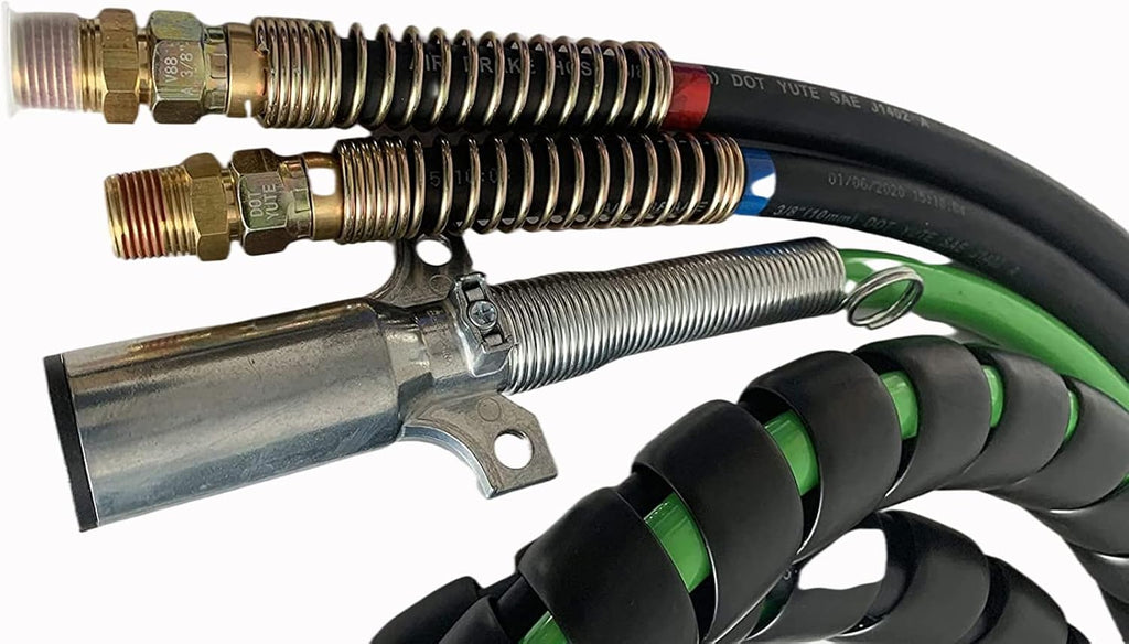 Semi Truck Trailer Tractor 3-in-1 Wrap Set ABS Air Power Line Hose Wrap 7 Way Electrical Rubber Air Hose Electrical Cable Wrap Air Line Hose 15' T118