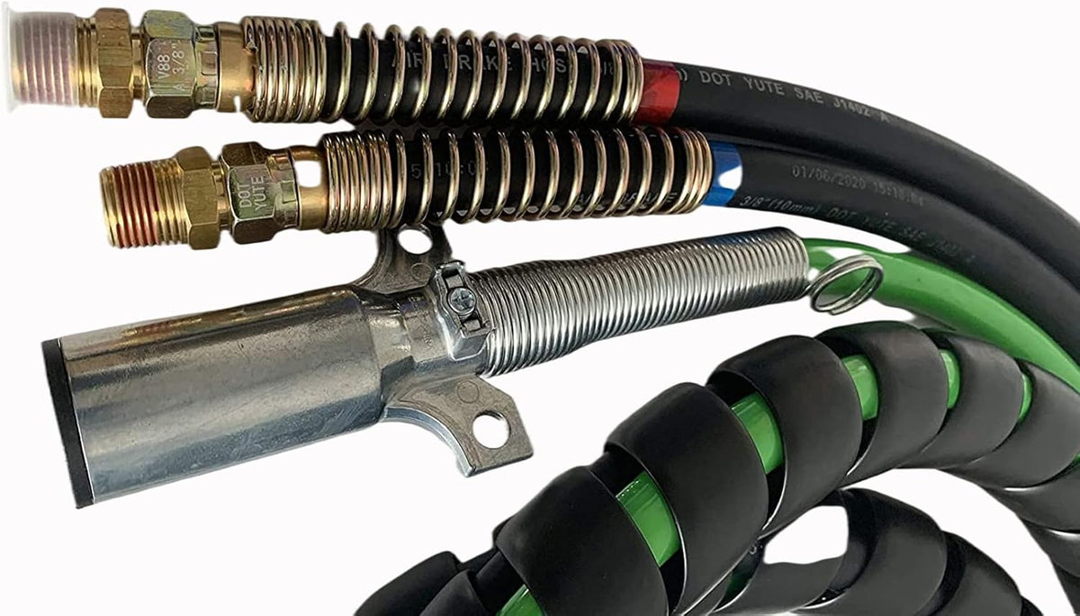Semi Truck Trailer Tractor 3-in-1 Wrap Set ABS Air Power Line Hose Wrap 7 Way Electrical Rubber Air Hose Electrical Cable Wrap Air Line Hose 15' T118