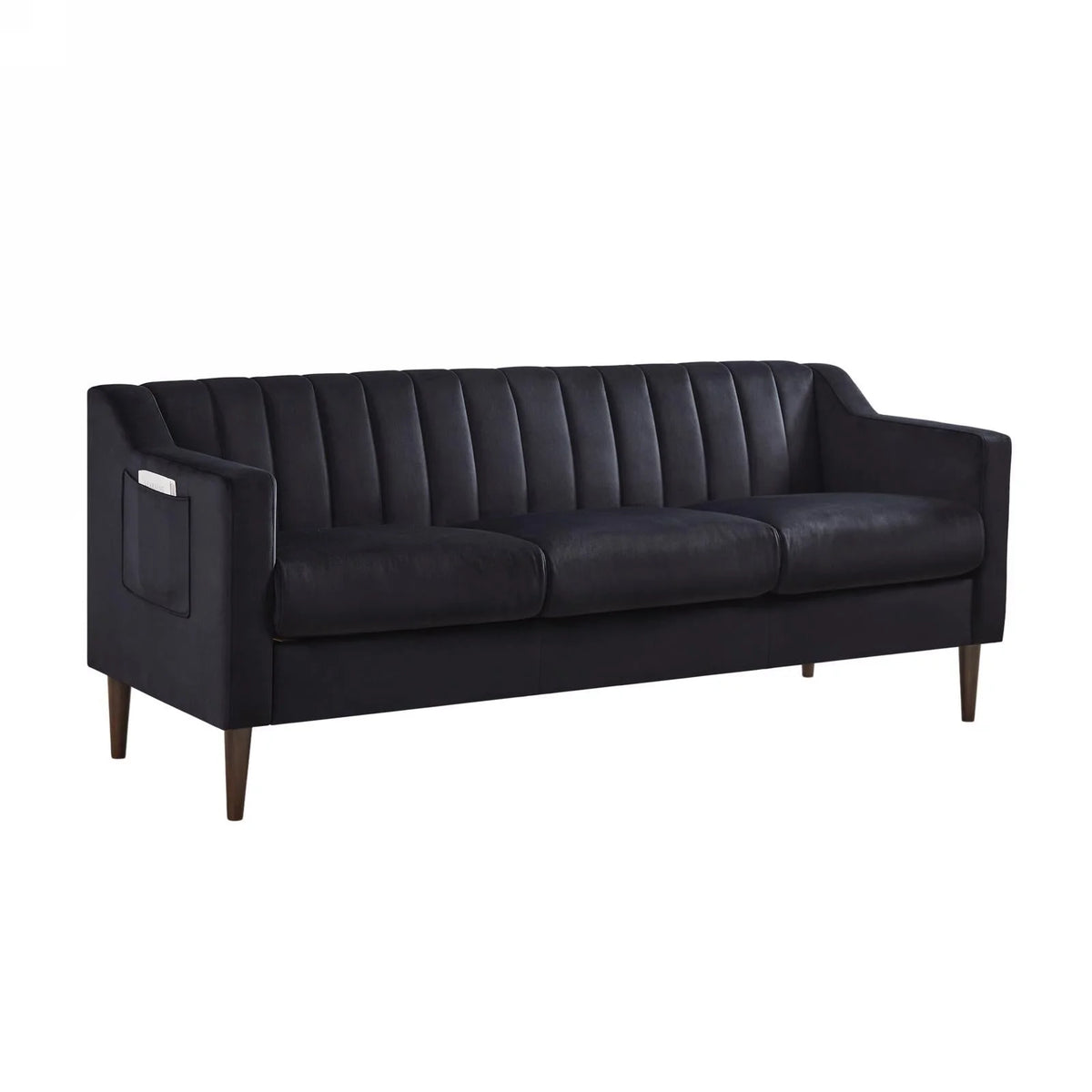 Velvet Upholstered Chesterfield Sofa with Wooden Legs Y7624