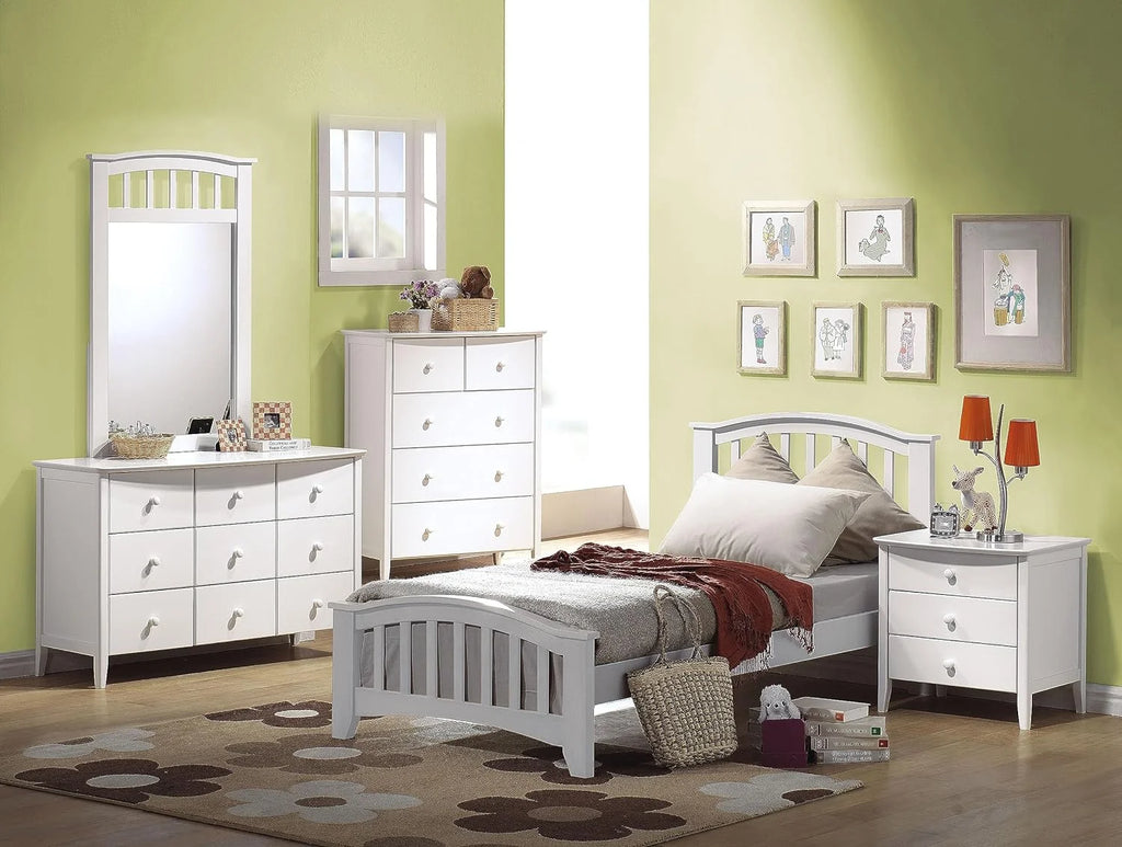 White Wooden Panel Bed T794355