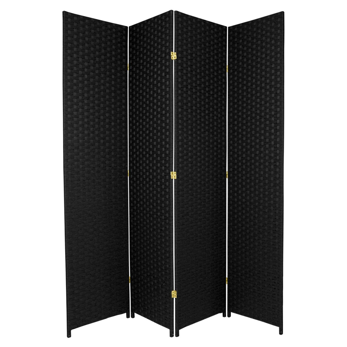 Black 6 Panel Woven Fiber Room Divider V65799