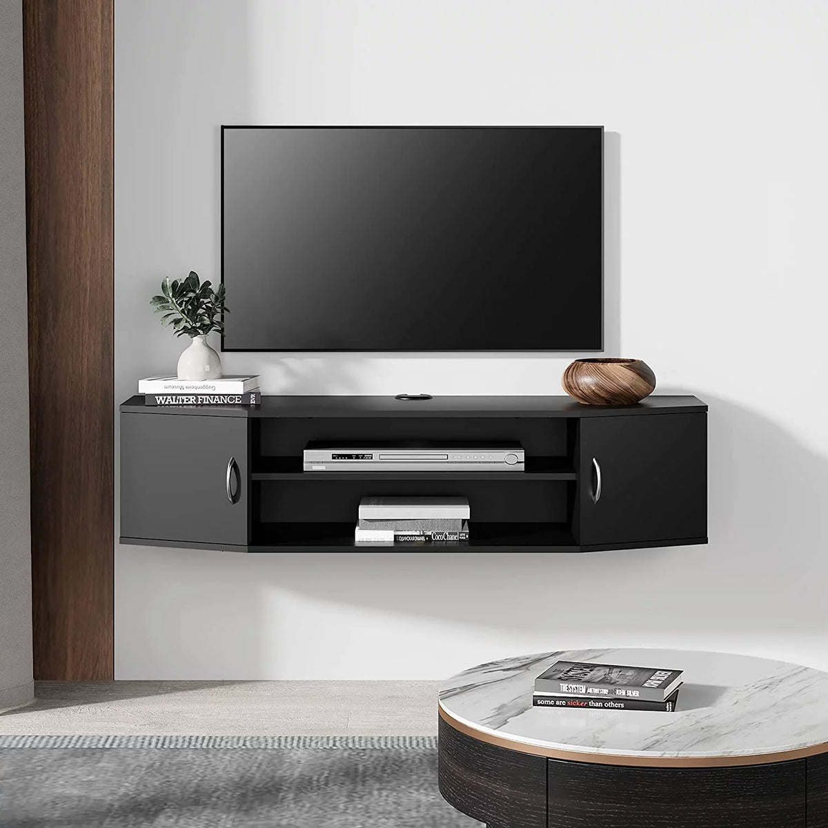 Wall Mounted Floating TV Stand with Storage Cabinets C36459