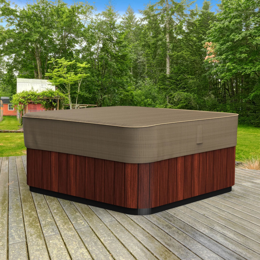 Black and Tan Square Hot Tub Cover D500