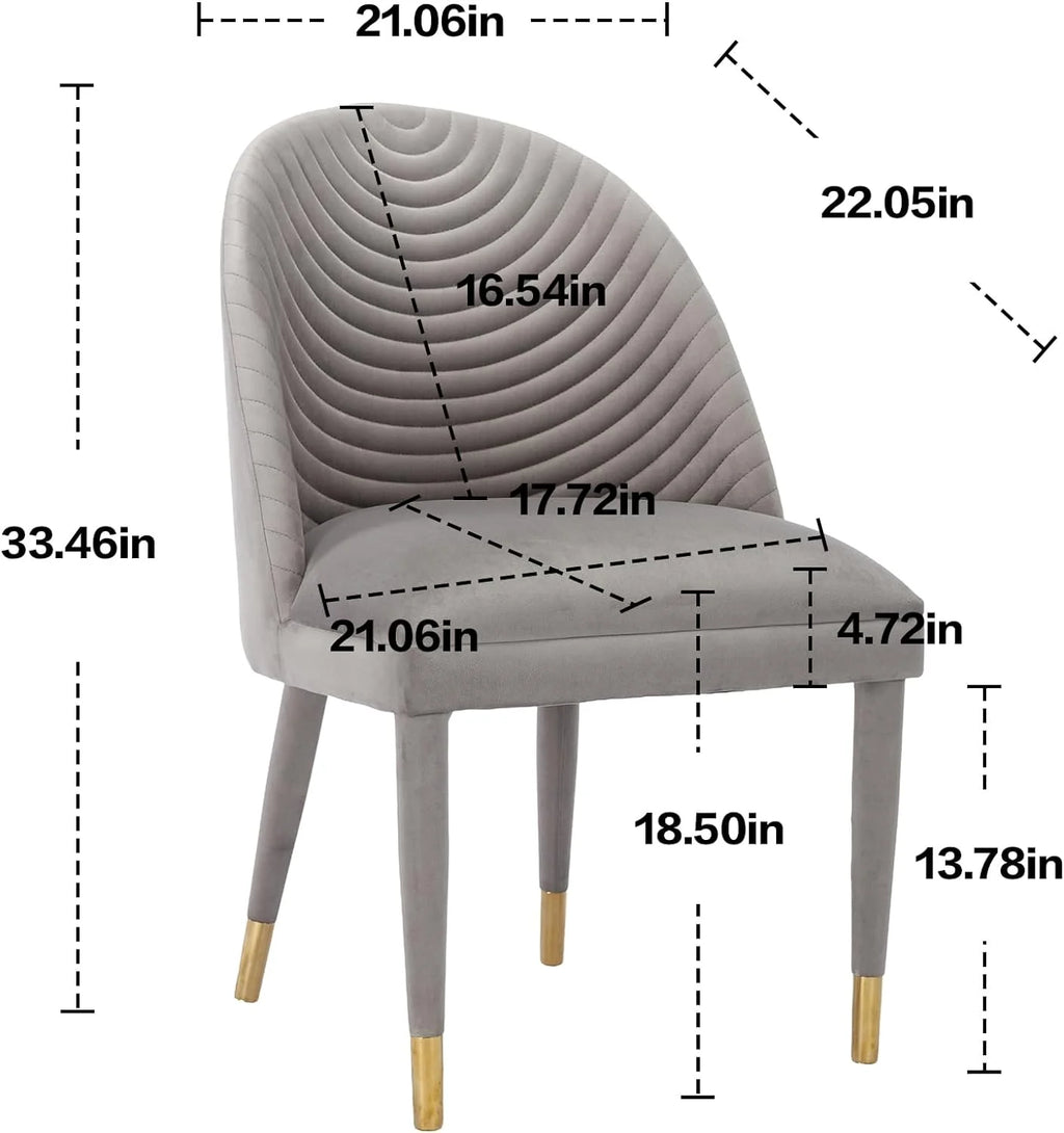 Velvet Upholstered Dining Chairs Set of 2 with Gold Legs N508428