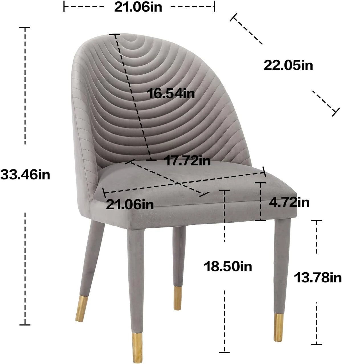 Velvet Upholstered Dining Chairs Set of 2 with Gold Legs N508428