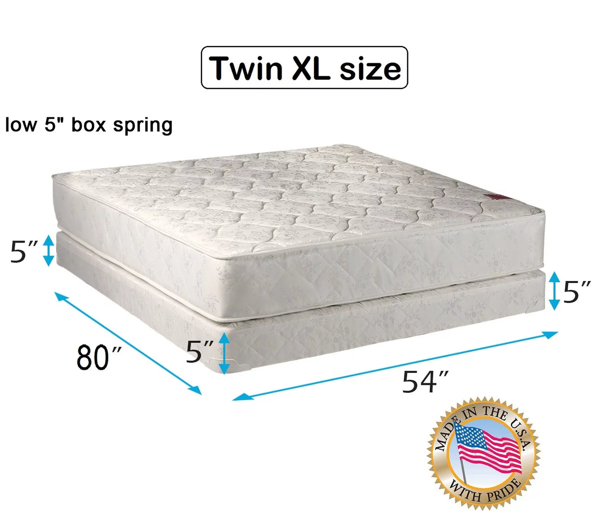 Twin Extra Long Mattress and Low Profile Box Spring Set N733