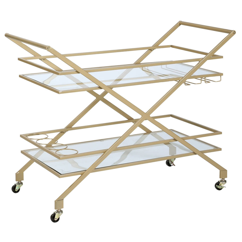 Gold Geometric Metal Bar Cart F861962