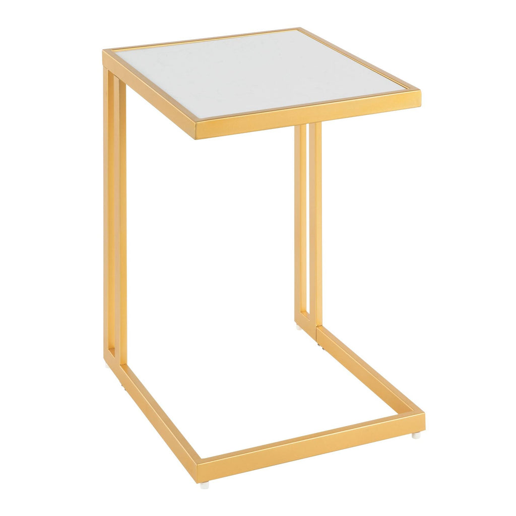 Gold Metal White Marble Side Table U919