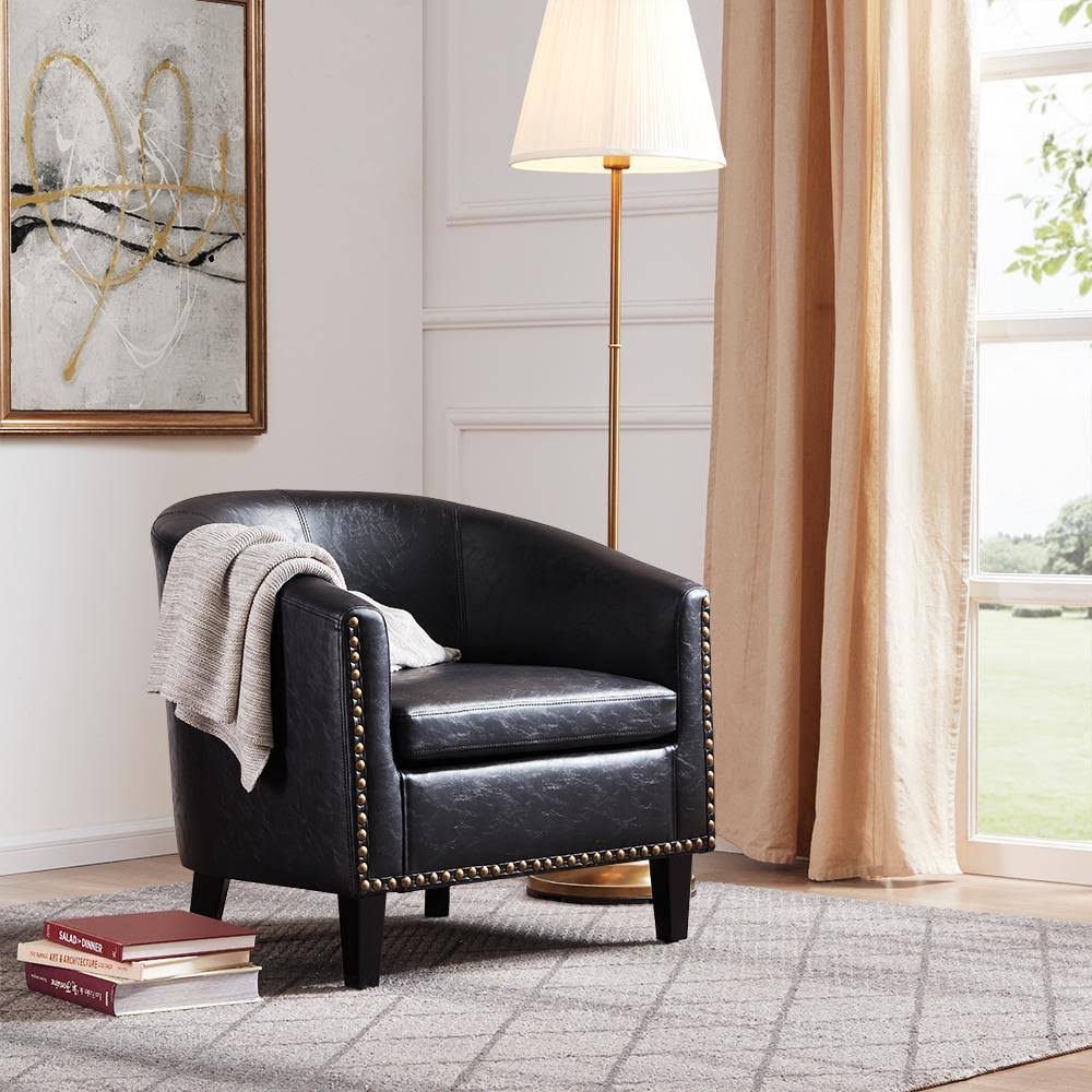 Beige Fabric Barrel Chair Y799