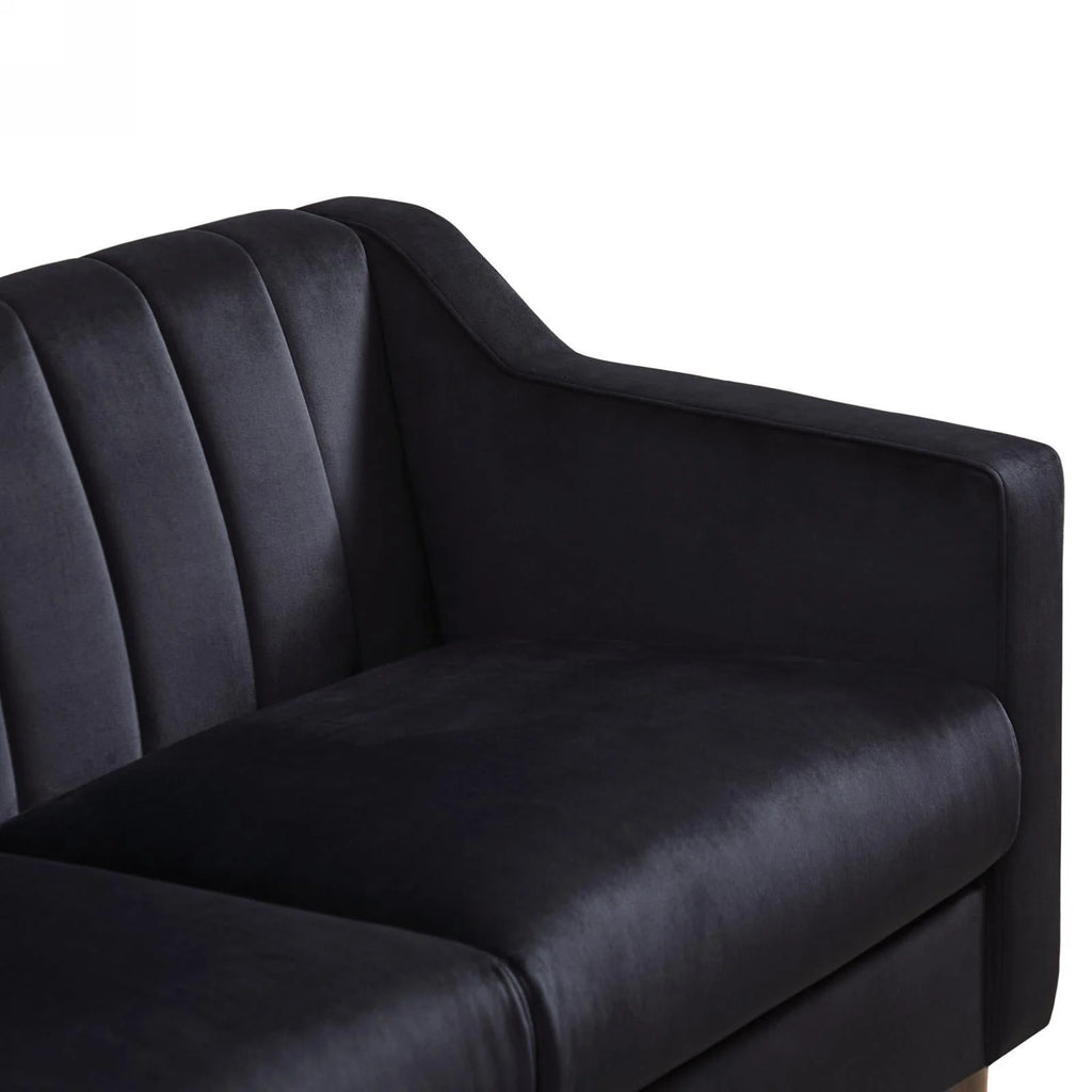Velvet Upholstered Chesterfield Sofa with Wooden Legs Y7624