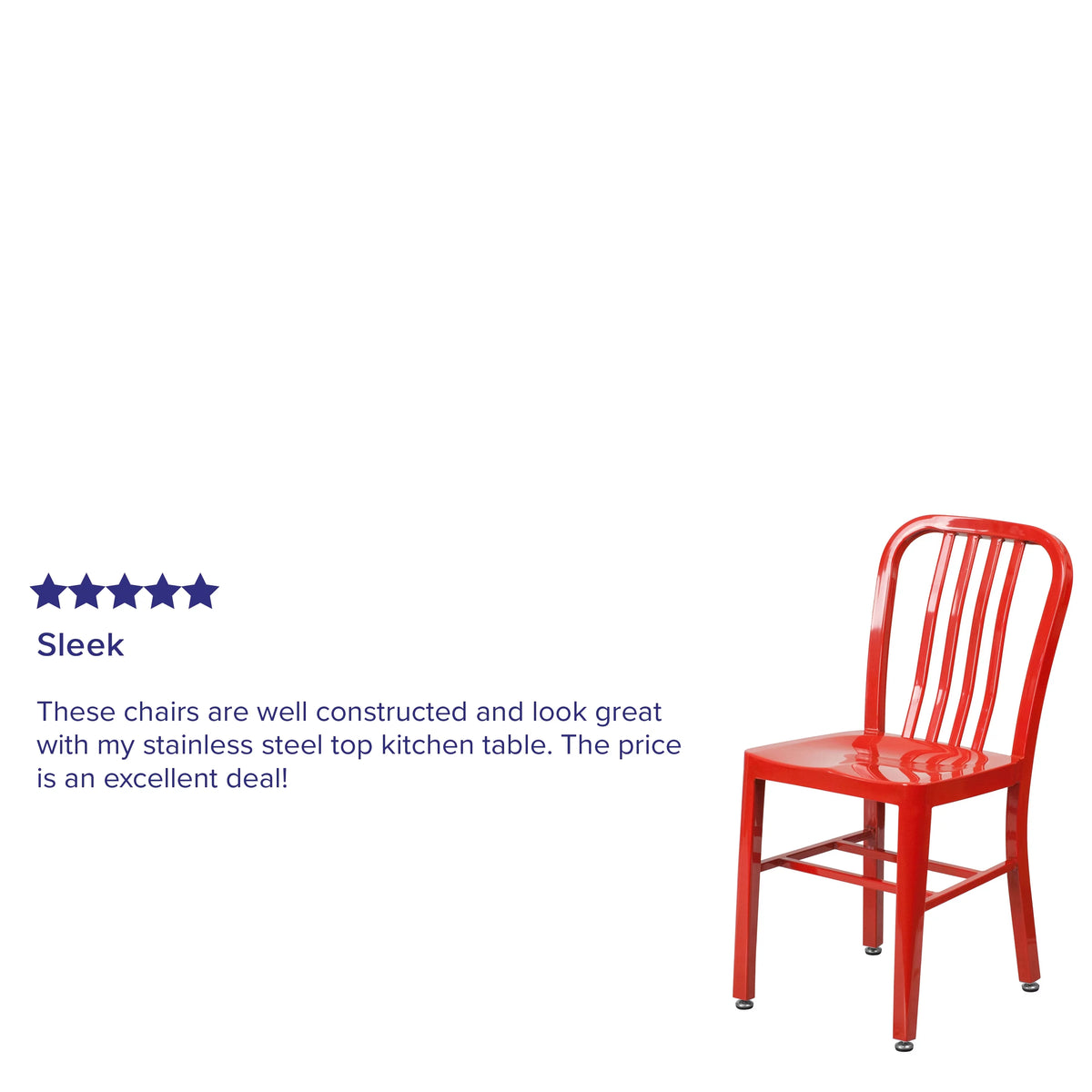 18 Inch Red Galvanized Steel Dining Chair T6382