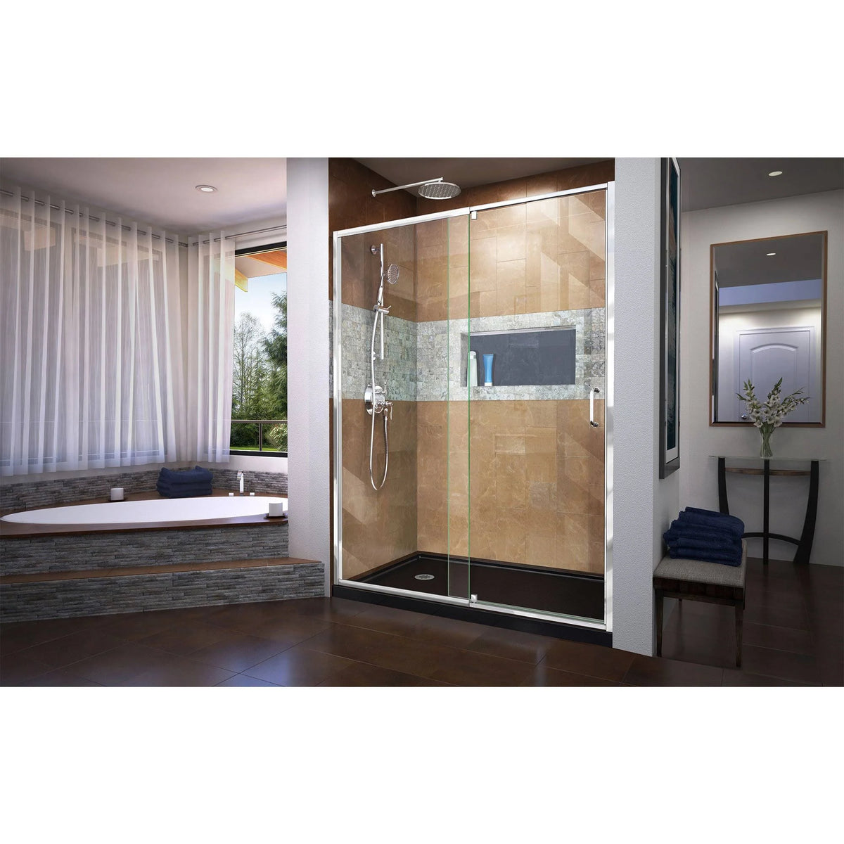Semi-Frameless Pivot Shower Door in Chrome K20528