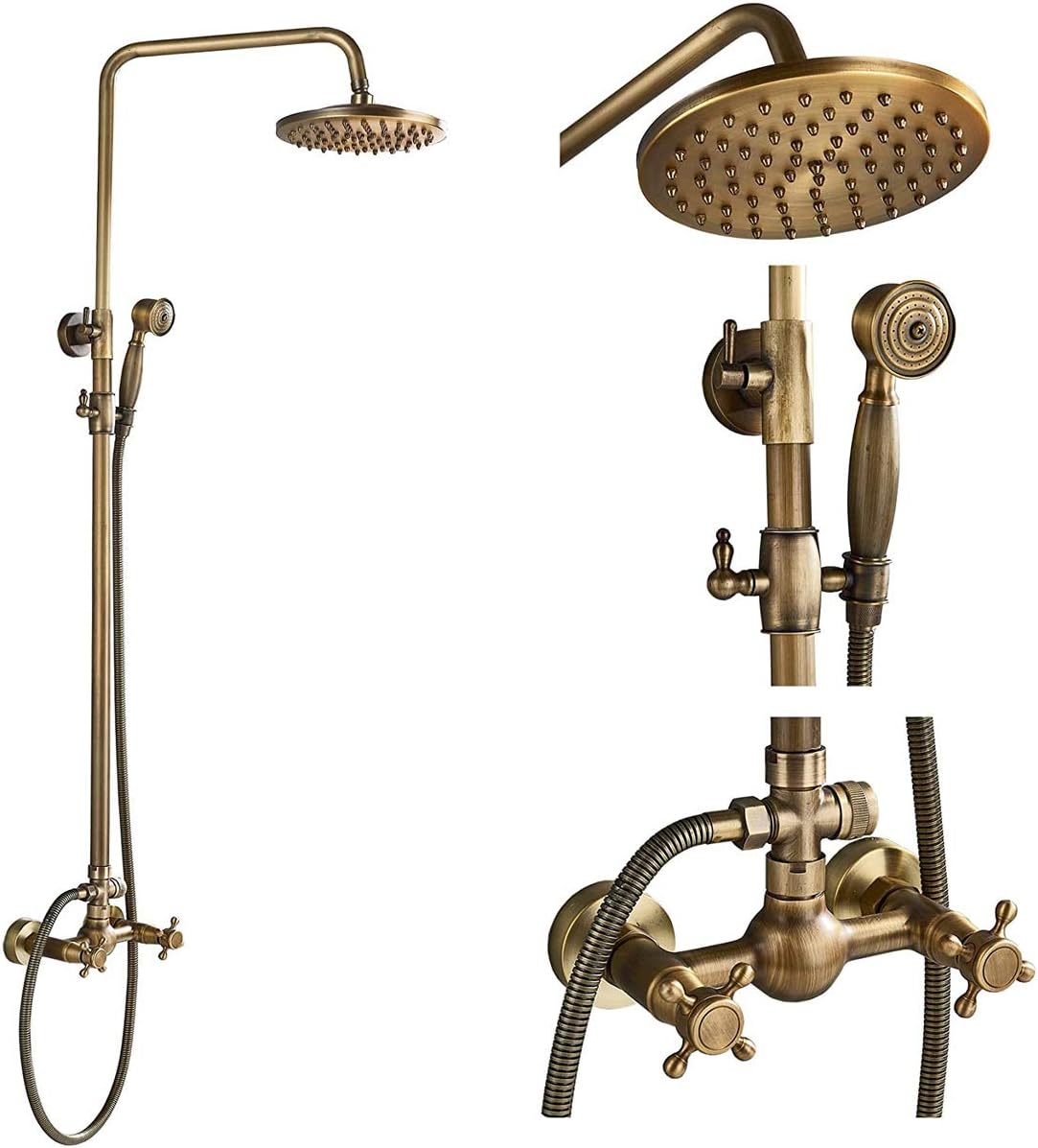 Brushed Nickel 8-inch Rainfall Shower Combo Set with Handheld Spray Q9616