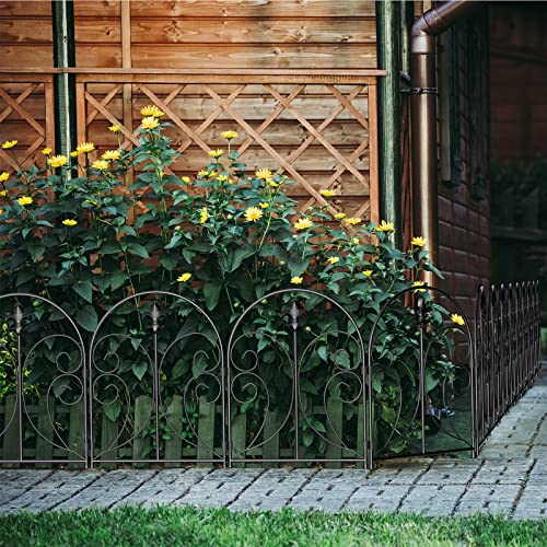 Decorative Garden Fence 10 Pack, 24in x 10ft Rustproof Metal Fencing K7340